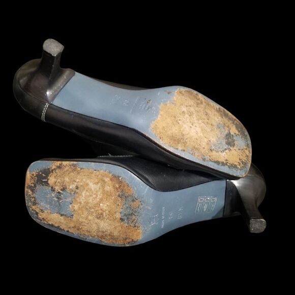 ⭐️ Via Spiga Italian Leather Kitten Heel Loafers w/ Crystal Horsebit sz 6.5M Blk - Picture 10 of 14
